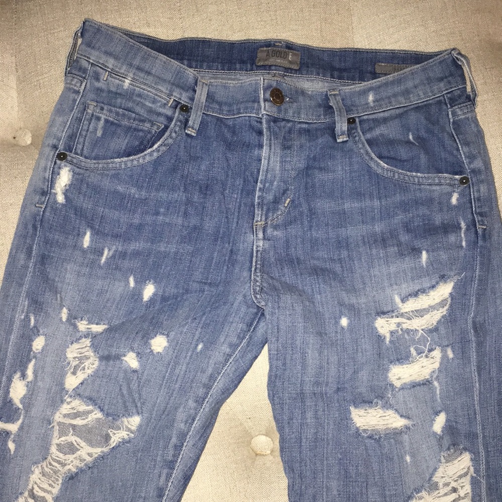 A GOLD E distressed cropped jeans
